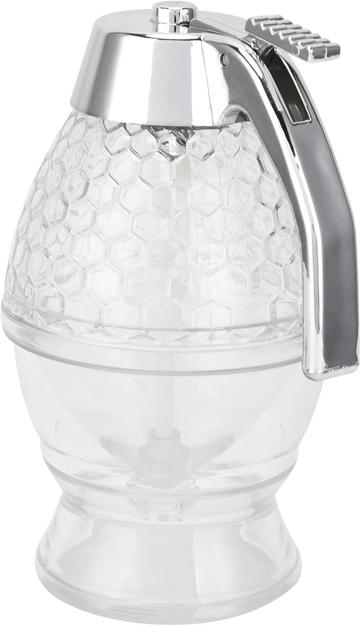 Honey Dispenser No Drip Glass, Honey Dispenser with Stand Clear Honey Pot Honey Jar for Syrup Sugar Sauces, Honey Container Maple Syrup Dispenser Glass Syrup Container